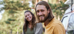 Two adults standing outdoors